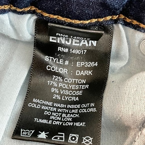 ENJEAN Women's Junior Dark Wash Distressed Skinny Leg‎ Denim Blue Jeans Sz 7 - Picture 5 of 10